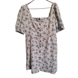 Old Navy Women's Size Medium White Blue Floral Babydoll Mini Dress